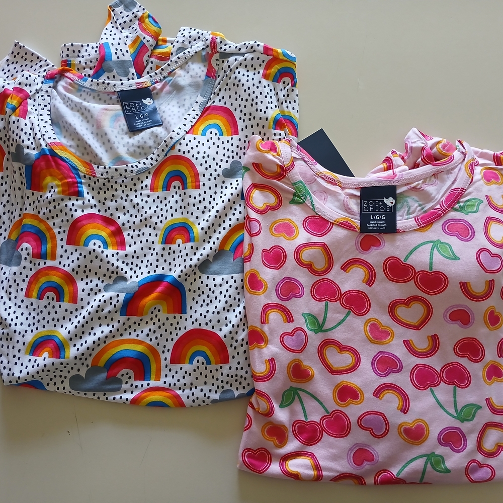 LG Zoe And Chloe Colorful Rainbow and Cherry Print Tops